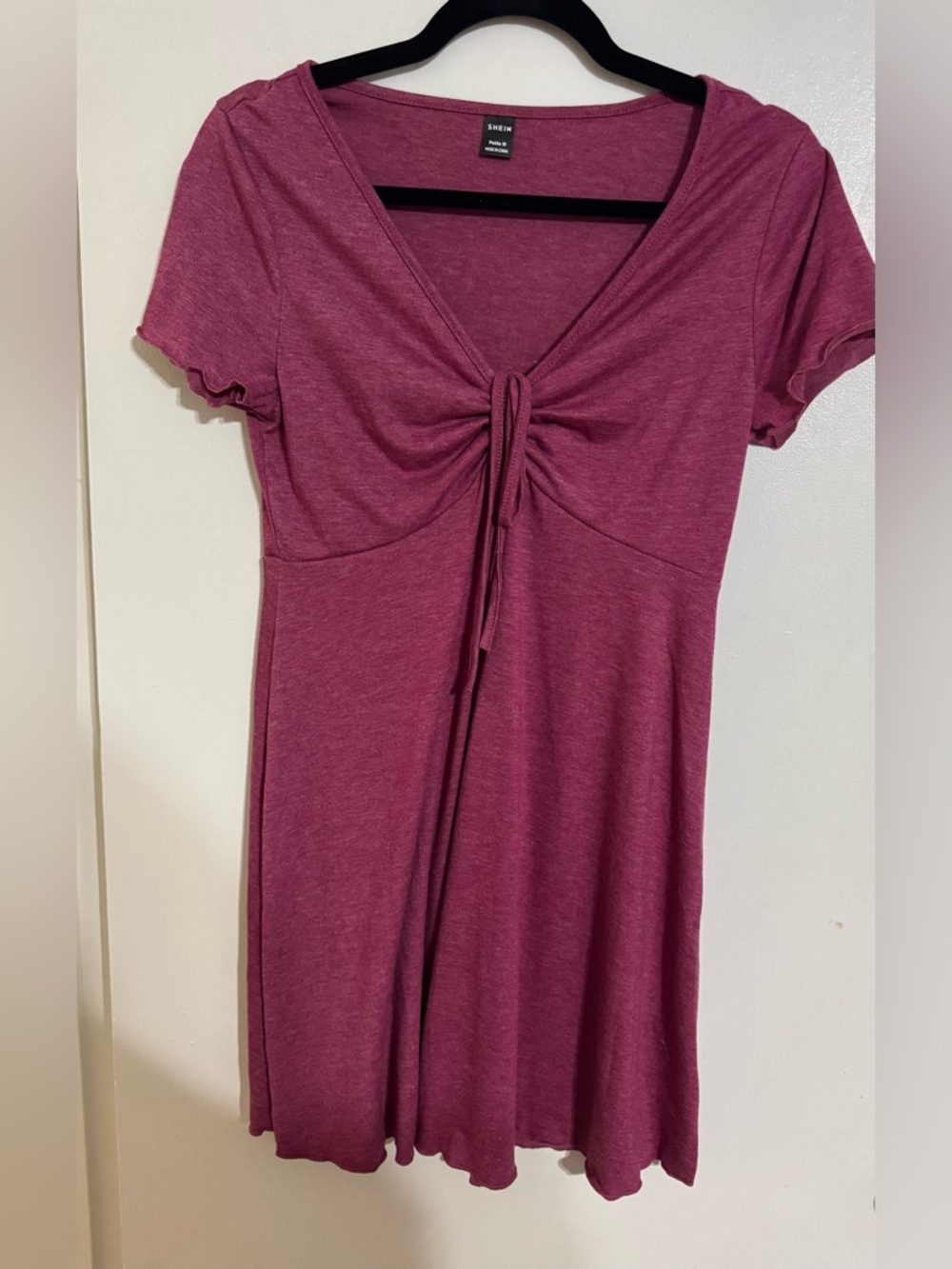 SHEIN Raspberry Colour Tie-Front V-Neck Dress -size M Petite or 6P NIB